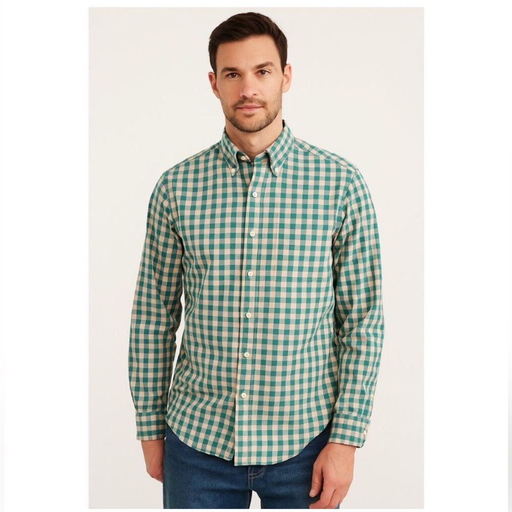 J Crew Shirt S Slim Untucked Flex Green Plaid